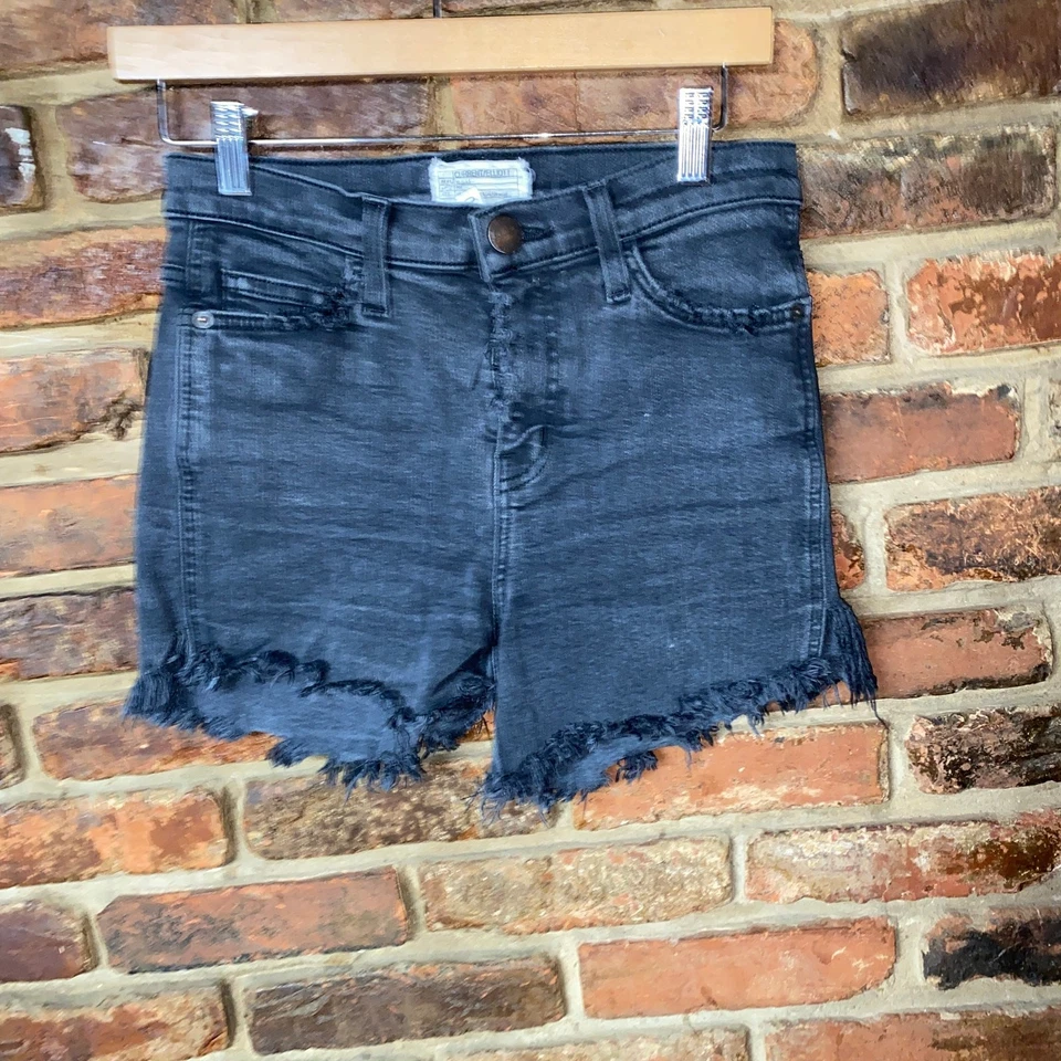 Pantalones cortos de jean Current/Elliott negros lavados desgastados talla 28 Foto 1 de 4