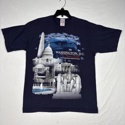 Camisa De Colección Smithsonian Institution Para Hombre Grande Azul Washington DC Casa Blanca Foto 1 de 4