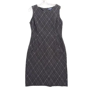 Lands' End Women's Gray Diamond Knit Sleeveless Sheath Dress Size 10 - Picture 1 of 8