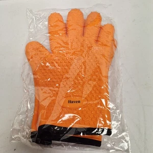 Silicone Orange Oven Gloves Extreme Heat Resistant New Healthful Haven Grips - Picture 1 of 3