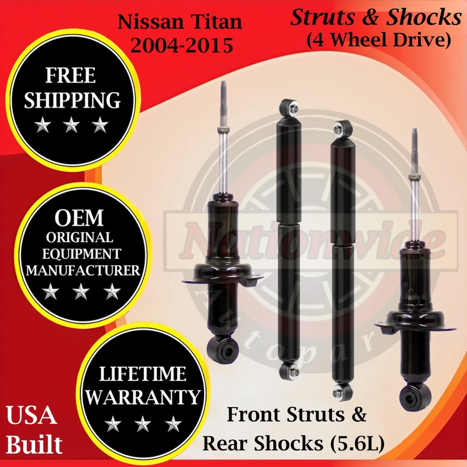 Monroe OEM Front Struts & Rear Shocks For 2004-2015 Nissan Titan 4WD Lifetime W. - Изображение 1 из 4