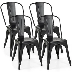 18" Stackable Dining Breakfast Chair Set of 4 with Removable Backrest Black - Picture 1 of 9