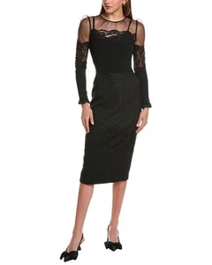 Dolce & Gabbana Silk-Blend Midi Dress Women's Black 36 - Picture 1 of 3