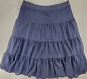 George Navy Skirt Size 10 A-line Tiered Ruffle Midi Length Flowy Chiffon Prairie - Picture 1 of 10