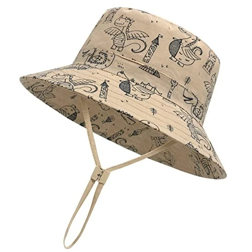 Sombrero para el sol para bebé Sombrero para bebé niño pequeño UPF 50+ 0-6 meses Z dinosaurio caqui Foto 1 de 4