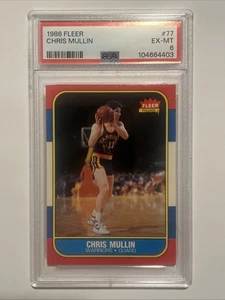 1986-87 Fleer Basketball Chris Mullin #77 Rookie Card RC HOF Graded PSA 6 EX-MT - Picture 1 of 4