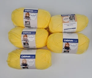 Panda Carnival 8ply Lemon Yellow 100% Acrylic 271 meters per Ball 100g x Five - Picture 1 of 8