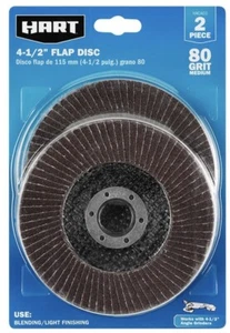 Hart (2-pack) 4-1/2" Flap Disc 80 Grit Medium Blending/Finishing for Wood/Metal - Picture 1 of 3