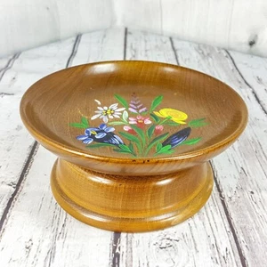 Vintage Cuendet Wood Hand Painted Musical Spins Pedestal Bowl Dish Lara's Theme - Picture 1 of 7