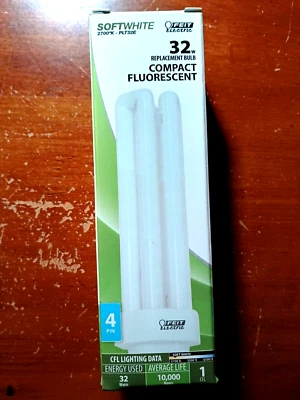 10 Pack Feit Electric 32w Compact Fluorescent Bulb 4 Pin Soft White 2700K PLT32E - Image 1 of 4