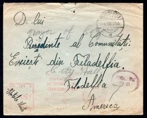 ROMANIA 1946 Bucharest Meter cancel on Cover to USA - Picture 1 of 3