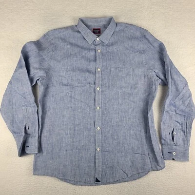 UNTUCKit платье рубашка мужская XXL 2XL синий 100% льняной на пуговицах EC - Изображение 1 из 4