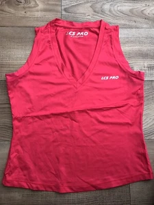 Lec Coq Sportif Stretch Red V Neck Sports/Gym Top Si 16 - Picture 1 of 3
