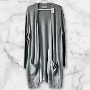 Old Navy Gray Open Cardigan Long Sleeve Pockets Size 2X Cozy Grandmacore NWT - Picture 1 of 10