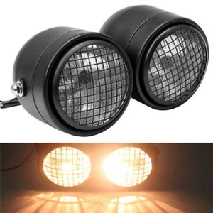 Parrilla Negra Moto Faro Faro Luz Lámpara Bobber para Café Racer Universal - Imagen 1 de 8