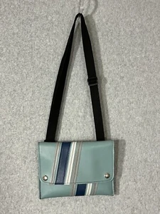 Holly Aiken Crossbody Shoulder Bag Purse Blue Grey White Fold Over Adjustable - Picture 1 of 11