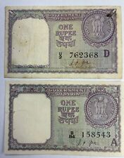 RARE 1957 & 1963 GOVERNMENT OF INDIA ONE RUPEE NOTES 1R BILL BUY THEM NOW!