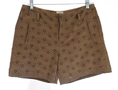 Shorts femininos Cremieux tamanho 4 Daniel marrom couro sintético camurça floral perfurado p - Imagem 1 de 4