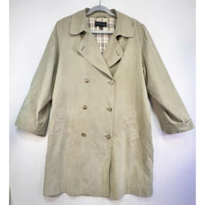 Gallery Mens Double-Breasted Coat XL Beige Tan Plaid Lining - Picture 1 of 13