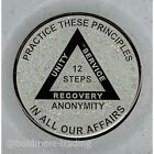 12 Step Alcoholics Anonymous Medallion White Silver AA Sober Chip Coin