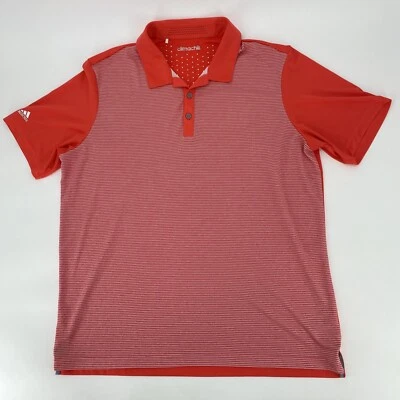Camisa Polo Adidas Para Hombre Grande/XL Golf Climachill Neón Coral Rayas Elástica Foto 1 de 4