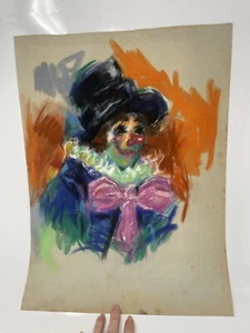 "Payaso vintage con arco hobo colorida obra de arte original sobre terciopelo 18"" X 13"" L oeste" - Imagen 1 de 5