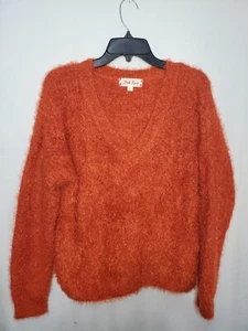 Women’s Pink Rose Orange Long Sleeve Sweater Size Small - Picture 1 of 8