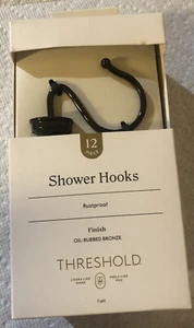 Threshold Oil-Rubbed Bronze Shower Hooks 12 Pieces Rustproof New - Picture 1 of 7