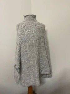 Simply Natural 100% Baby Alpaca Beige Sweater Poncho Made in Peru - Picture 1 of 7