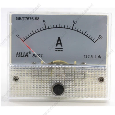 HUA 1 × DC 15A Analog Panel AMP Current Meter Ammeter Gauge 85C1 White 0-15A DC