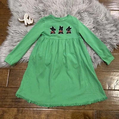 Vestido JK J Caqui Niñas Verde Scotty Dogs Algodón Talla 6 Manga Larga Scottie Foto 1 de 4
