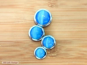 Círculos Azules Arte Vidrio Tono Plata Metal-5.5cm-Vintage Colgante Dije-0pi - Imagen 1 de 3