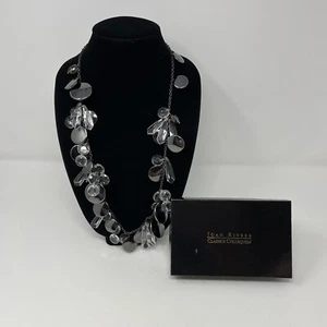 Joan Rivers Crystal Classics Collection Dangle Gunmetal Black Clear Disk Disc - Picture 1 of 7