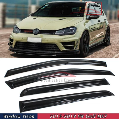 Para VW MK7 Golf7 R GTI 2015-2019 ondulado estilo Mugen viseras de ventana protectores de lluvia Foto 1 de 4