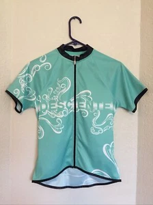 DESCENTE Teal CYCLING JERSEY MEDIUM Full-Zip - Picture 1 of 7