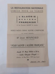 TRACT PRO ALGERIE FRANCAISE 1956 - Foto 1 di 1