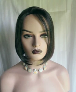 Vanessa Wig med short w/bangs mono lace front straight black w/dk auburn NEW - Picture 1 of 7