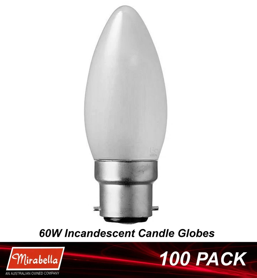 Mirabella Candle Incandescent Light Bulb B22 240V 60W Pearl 306062