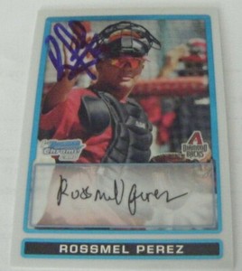 ROSSMEL PEREZ signed RC 2009 Bowman Chrome baseball card AUTO VENEZUELA #BCP176