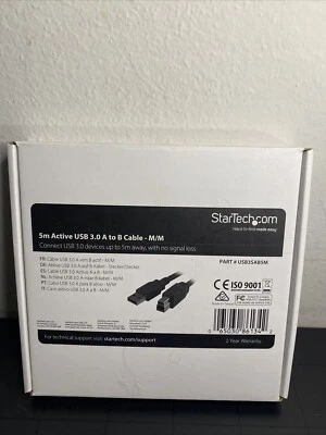 StarTech 5m (15ft) Active USB 3.0 USB-A to USB-B Cable - M/M - Image 1 of 2