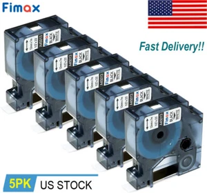 5PK 45013 Black on White Label Tape For Dymo Labelmanager 160 420P S0720530 12mm - Picture 1 of 12