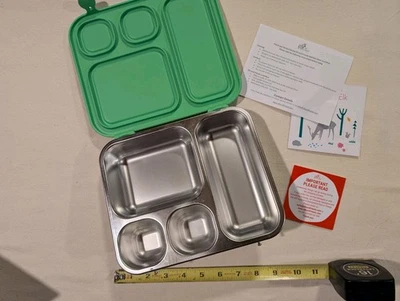 Eco Kids Bento Lunch Box w Green Silicone Leak proof Lid Kids & Adults New - Image 1 of 4