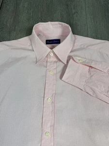 Ralph Lauren Purple Label Oberhemd Herren 16 rosa kariert kariert 100% Baumwolle Italien - Bild 1 von 10