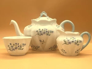 Shelley China Blue Rock Dainty shape 2 pint teapot, creamer & sugar bowl. 13591. - Picture 1 of 14