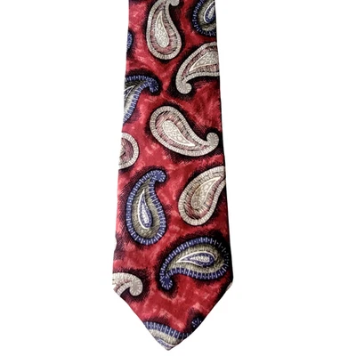 Kuppenheimer Clothiers 100% Silk Men’s Neck Tie Paisley Red Blue Gray Italy 57" Foto 1 de 4