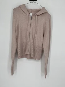 Maglione GILLI HICKS aderente con cappuccio XL full zip misto viscosa rosa nuovo con etichette - Foto 1 di 10