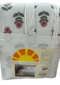 C & C California Floral Multicolor Queen Comforter Set Fringe Detail 92”x96” - Picture 1 of 4