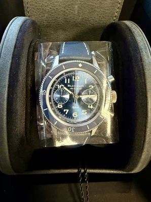 Blancpain Air Command Cronógrafo 36mm Azul Titanio AC03 12B40 63B Juego Completo Foto 1 de 4