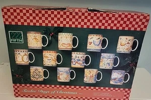 222 Fifth Twelve Days of Christmas Kaffeetassen 12er Set Vintage Holiday Coffee - Bild 1 von 15