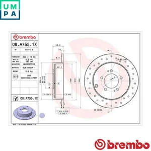 2x BRAKE DISC 08.A755.1X FOR MITSUBISHI OUTLANDER/II/Van LANCER/VIII/Sportback - Picture 1 of 7